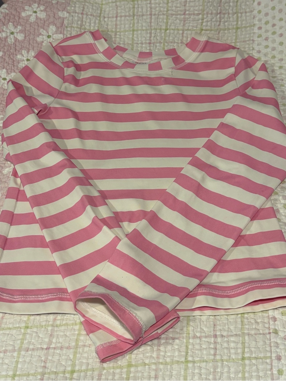 2 FOR 20! Hanna Andersson Girl Size 10 Green White Striped Swim Shirt Rashguard - Picture 10 of 13